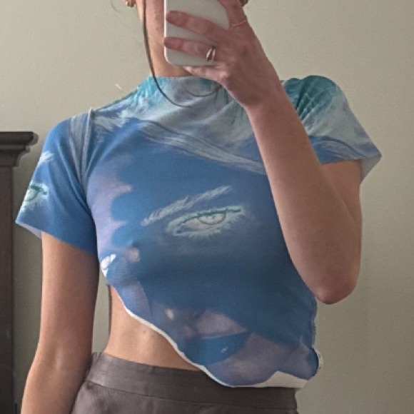 1xblue crop face top from ssense - Picture 2 of 6